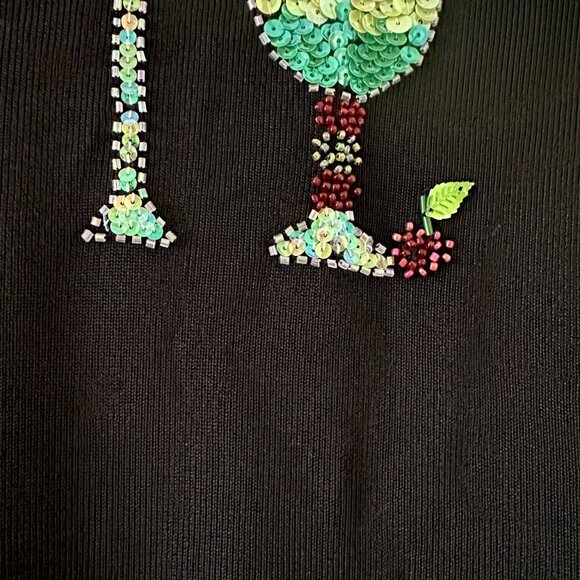 Vintage Sweaterworks Black Ribbed Sequin Cocktail Drinks Top Women's Size Large - Picture 10 of 14